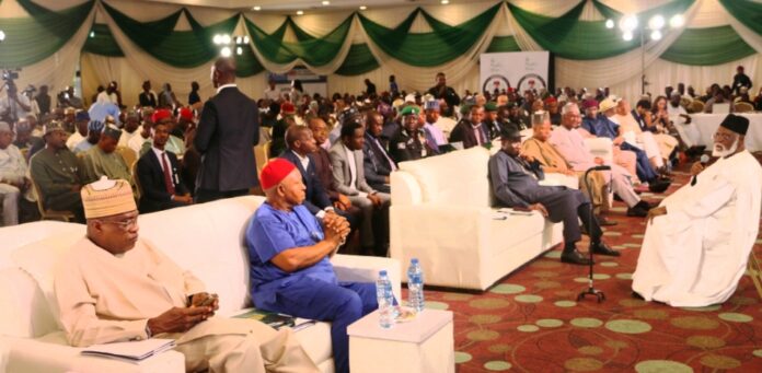 ctions has to be reviewed”. Bolaji O. Kazeem Deputy Director (Information and Public Relations) April 22, 2024 Group Pic L-R: Minister of Police Affairs, Senator Ibrahim Gaidam, Permanent Secretary (SGF), Maurice Iberi; Former Head of State, General Abdulsalam during the National Dialogue on State Policing with a theme: Pathways to Peace: Reimaging Policing in Nigeria held at the Abuja Intercontinental Hotel (Formerly Sheraton Hotel & Towers), Abuja.Abubakar; former President, Dr. Goodluck Ebele Jonathan; Vice President, Senator Kashim Shetima; Honourable Speaker, Abbas Tajudeen