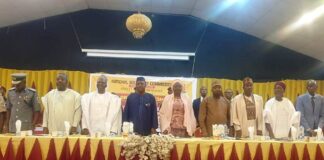 DEPUTY GOVERNORS OF OYO & OGUN STATES, BARR. ABDUL-RAHEEM LAWAL, ENGR. NOIMOT SALAKO-OYEDELE AND DG, NATIONAL BOUNDARY COMMISSION AT A ONE DAY WORKSHOP FOR THE CREATION OF NIGERIA'S PLATFORM FOR LOCAL BORDER AUTHORITIES ALONG NIGERIANS IN INTERNATIONAL BOUNDARY