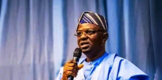 The Honourable Minister of Water Resources and Sanitation, Engr. Prof. Joseph Terlumun Utsev FNSE, FNICE, FNIWE, delivering his address during the Public Presentation of 2024 Annual Flood Outlook (AFO) on Tuesday 16th April, 2024 in Abuja