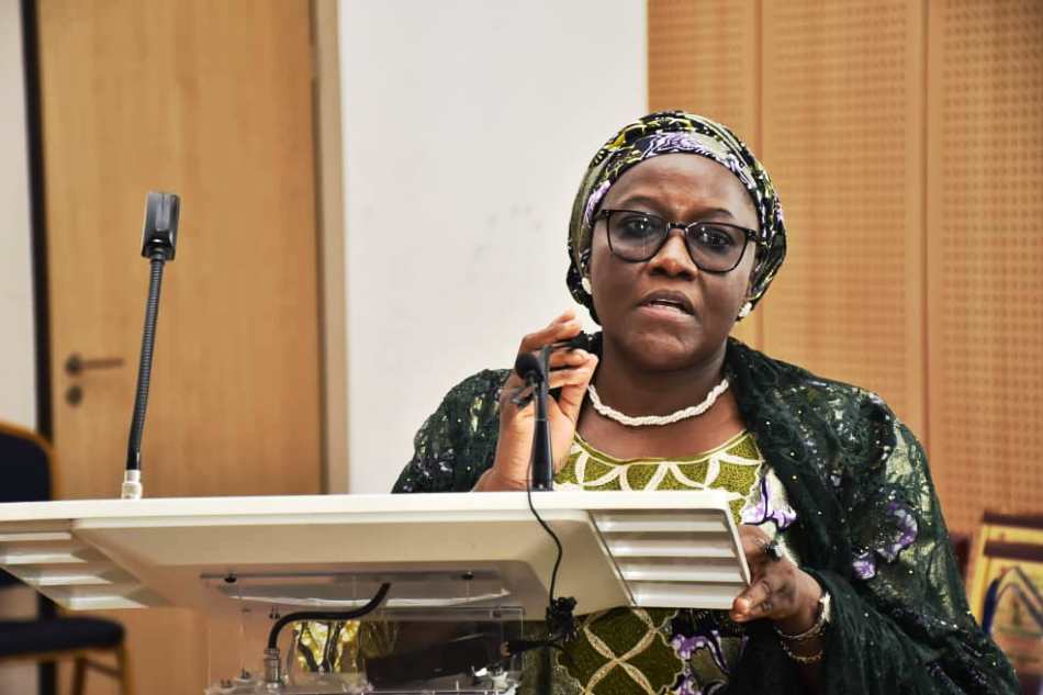 The Permanent Secretary Ministry of Petroleum Resources, Amb. Nicholas Agbo Ella delivering his remarks at the Send -Forth ceremony for 2023 retired officers and presentation of Award for outstanding performance to some serving officers of the Ministry in Abuja