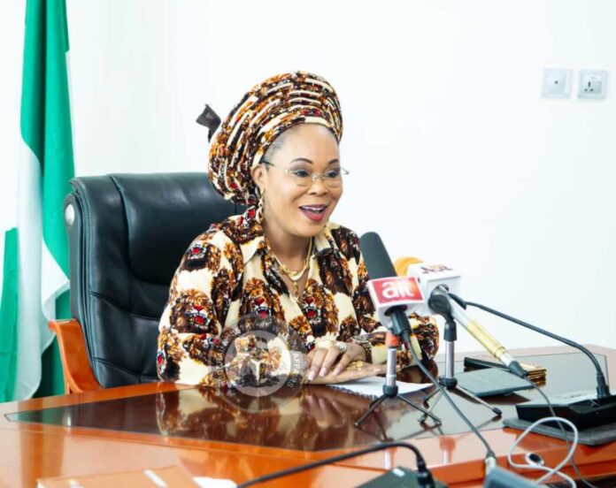 Barrister (Mrs) Uju Kennedy Honourable Minister of Women Affairs, Barrister (Mrs) Uju Kennedy giving an Update on the mass wedding of the orphan girls