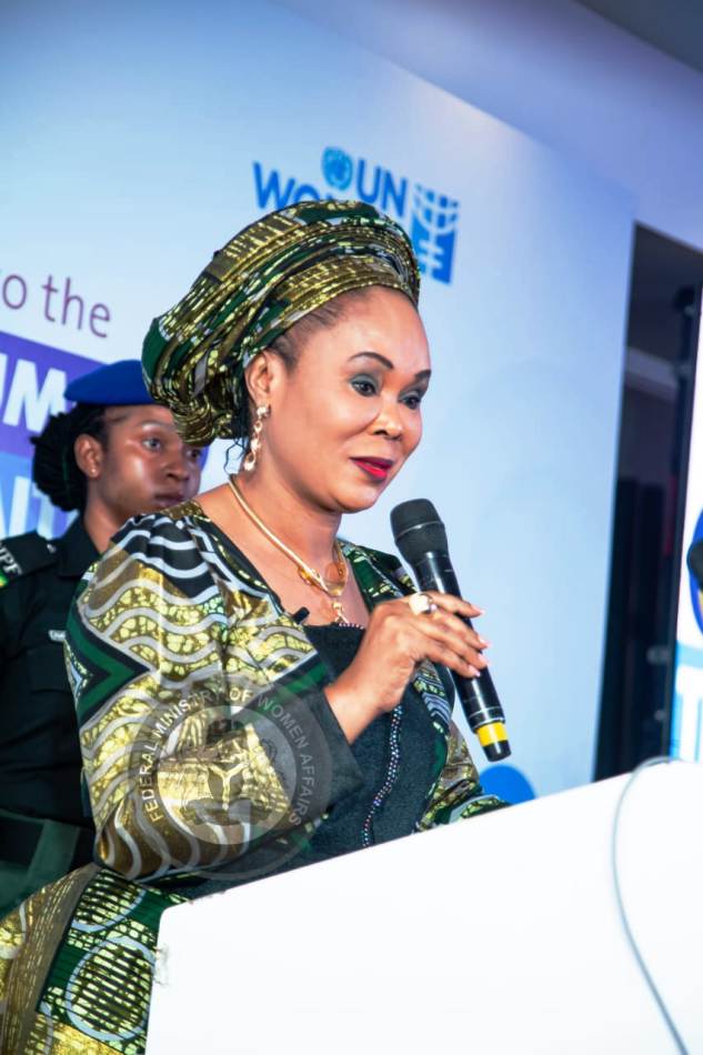 Collective Efforts to end Gender-Based Violence1 Honourable Minister of Women Affairs, Barrister (Mrs) Uju Kennedy-Ohanenye addressing participants at the event