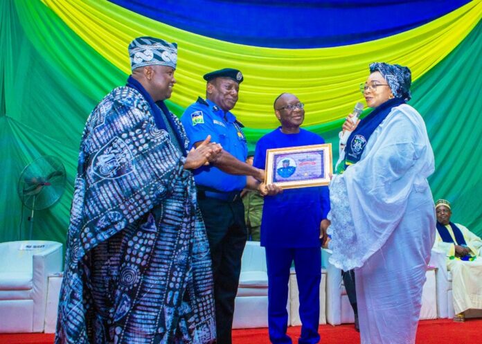 Community Policing1 L-R: National Chairman of the Police Community Relations Committee (PCRC), Alhaji Mogaji Ibraheem; Olaniyan Deputy Commissioner of Police, DCP Olatunji Disu; Chairman, PCRC Board of Patron, Right Reverend Dr. Fyneface Akah Minister of State for Police Affairs, Hajia Imaan Sulaimon-Ibrahim and Inspector General of Police IGP Kayode Adeolu Egbetokun during the commemoration of the 40th anniversary of the Police Community Relations Committee (PCRC) with a theme “PCRC @40 Community Policing at its Best” held at the Merit House, Maitama Abuja.