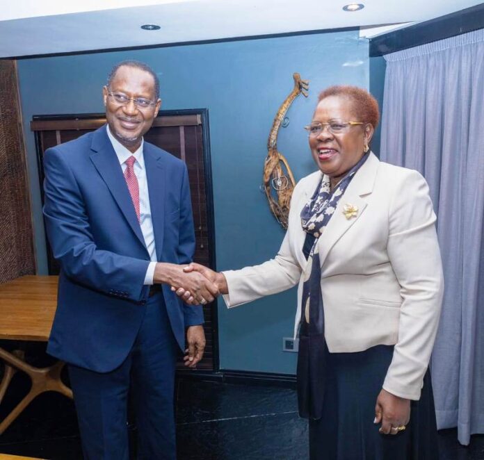 Dangiwa with Kenyan Housing Minister L-R: Hon. Minister of Housing and Urban Development, Arc. Ahmed Musa Dangiwa, and his counterpart Hon. Alice Wahome, Cabinet Secretary, Ministry of Lands, Public Works & Housing on the sidelines of the 2024 Executive Board Meeting of UN Habitat in Nairobi, Kenya.