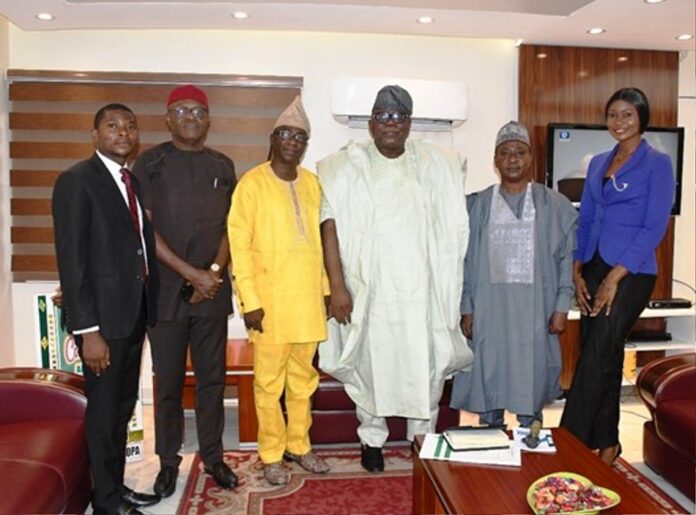During CAN Visitation4 Hon. Chairman FCSC, Prof. Tunji Olaopa (Middle) with Dr. Simon Dolly, (Immediate Right), Prof. Samson Fatokun (Immediate Left) followed by (Hon. Commissioner-(Anambra, Ebonyi, and Enugu States)-Dr. Chamberlain Nwele (2nd Left), Barr. Malla Joshua Emmanuel (Far Left) (PA to Dr. Simon Dolly) and Miss. Blessing Utanung Michael (Far Right) Miss Christian Ambassador, Nigeria 2018/2019.