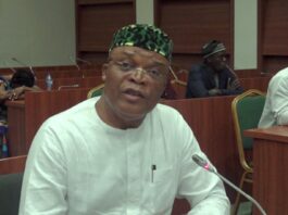 Director, Overseeing the Office of the Permanent Secretary (DOOPS), Mr Clinton Igwe making his presentation at the Public Hearing today.