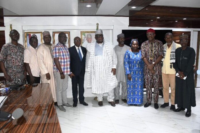 Education sector in is in deep crisis Hon. Chairman, Federal Civil Service Commission (FCSC), Prof. Tunji Olaopa (6th from left) with College of Education Academic Staff Union Association (CEASUA) President, Dr. Smart Olugbeko (4th from left) flanked (L & R) by members of the Union Executive and FCSC Commissioners during the Union courtesy visit to Prof. Olaopa on Thursday.