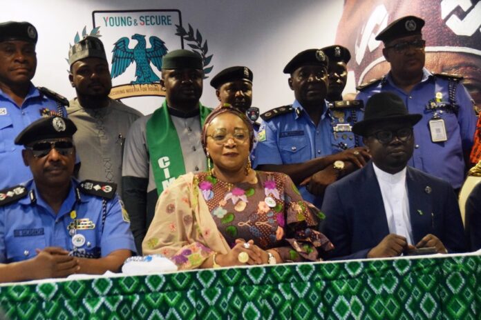 FG Unveil the Logo and Feature of Young and Secure Project Seated L-R: representative of the Inspector General of Police, DIG Dasuki Galadachi, Minister of State of Police Affairs, Hajia Imaan Sulaiman-Ibrahim, Minister of State Youth Development Honourable Ayodele Olawande and other participants during the unveiling of The project “Young & Secure Project." Renewed Hope Program on security for young Nigerians to the pressmen today at the Banquet Hall, Aso Villa, Abuja.