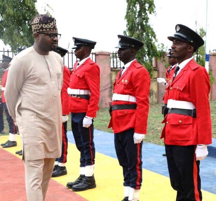 Federal Fire Service to get World Class Academy2 he Honourable Minister of Interior, Hon. Dr. Olubunmi Tunji-Ojo inspecting the Guard of Honour parade during his visit to the National Fire Academy, Sheda, Kwali, in FCT.