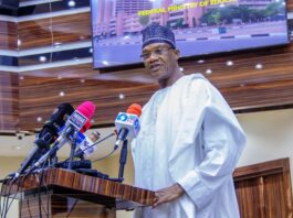 The Honourable Minister for Education Prof Tahir Mamman OON, SAN, making presentation during the event in Abuja 2024