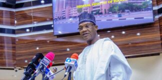 The Honourable Minister for Education Prof Tahir Mamman OON, SAN, making presentation during the event in Abuja 2024