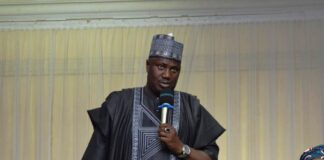 The Hon. Minister of State for Agriculture and Food Security, Sen Aliyu Sabi Abdullahi,during the Resilient African Feed and Fodder System, Project Meeting held in Abuja.