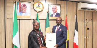 L-R: Prof. Ibrahim Adeyanju, MD/CEO, Galaxy Backbone and Dr. Olubunmi Tunji-Ojo, Minister of Interior