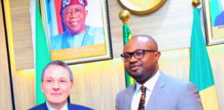L-R: French Ambassador in charge of Migration at the Ministry for Europe and Foreign Affairs, His Excellency Christophe Léonzi and Nigerian Minister of Interior, Dr. Olubunmi Tunji-Ojo