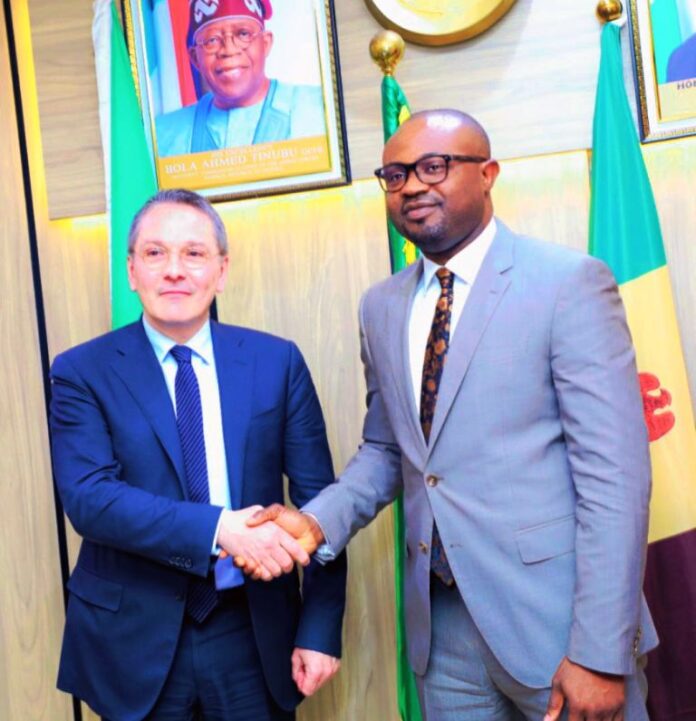 L-R: French Ambassador in charge of Migration at the Ministry for Europe and Foreign Affairs, His Excellency Christophe Léonzi and Nigerian Minister of Interior, Dr. Olubunmi Tunji-Ojo