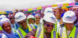 Minister and Minister of State. Housing and Urban Development, Arc Amed Dangiwa and Abdullahi Tijjani Gwarzo at the groundbreaking ceremony of 250 Units of Renewed Hope Housing Estate in Sokoto, along with the Deputy Governor, Sokoto State, Alh Idris Muhammad Gobir