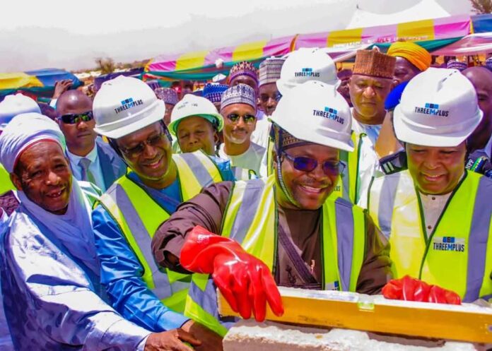 Minister and Minister of State. Housing and Urban Development, Arc Amed Dangiwa and Abdullahi Tijjani Gwarzo at the groundbreaking ceremony of 250 Units of Renewed Hope Housing Estate in Sokoto, along with the Deputy Governor, Sokoto State, Alh Idris Muhammad Gobir