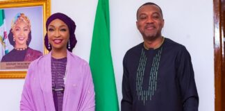 Jamaican High Commissioner to Nigeria, HE Mr. Lincoln Downer on a courtesy visit to the Minister of Art, Culture and the Creative Economy, Barr. Hannatu Musa Musawa in Abuja