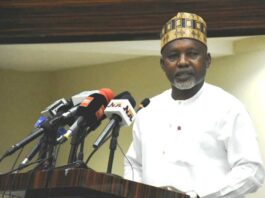 Hon. Minister of State for Education,Hon Dr Yusuf Tanko Sununu, Reading his Keynote address at The Stakeholders Meeting on the Proposed Infrastructure projects for Kano National Mass Literacy Centre.