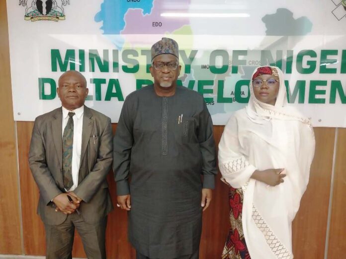 Samuel Anyanwu Attachments4:17 AM (5 hours ago) to me MINISTRY OF NIGER DELTA DEVELOPMENT PRESS RELEASE MNDD PARTNERS WITH EU … to deepen engagement in Niger Delta Region In pursuance of the Ministry’s mandate and within the context of Evolving National Development, Policies and Programs, the Ministry of Niger Delta Development (MNDD) is exploring partnership opportunity with the European Union (EU) to deepen its engagement in the Niger Delta Region. The Permanent Secretary, Ministry of Niger Delta Development, Dr. Shuaib Belgore OON made this statement during the inauguration of the Joint Steering Committee for “A Community Centered Approach to Transforming Criminality and Violence in the Niger Delta Region” on Thursday 16th May, 2024 in the ministry’s headquarters, Abuja. According to Belgore, the core objective of this collaboration is to work with the various State Institutions and Agencies of the Federal Government to achieve Sustainable Peace and Security, as well as intensify development activities in the region. “In the light of our shared goals and vision for the region, the interactions with the European Union (EU) group through their partners has been impressive, re-assuring and speak volume of our determination to assist in the upliftment of the socio economic wellbeing of the good people of the region, ” he said. Earlier in her remarks, Head, Programme Development, Quality and Reporting, Search for Common Ground (SCG), Gift Omoniwa maintained that the project is a response to the multi-dimensional conflict issues in the Niger Delta Region. Omoniwa stated further thats in order to curtail the growing economic and human cost of criminality, the project is designed to address the fundamental social and economic drivers of criminality in the region, taking into account needs of the people, especially the youths, women and other vulnerable groups. Others present at the event were MNDD management team, Mrs. Fatima Abubakar Madaki, Country Director, (SCG) and Mr. Bryn Wyana, Regional Project Manager/West Africa (SCG). Boroh J. P. For: DD (Press and PR) May 16, 2024. A group photograph having the PS, DR. Shuaib Belgore at the center, the country Director(SCG),Fatimah Abubakar madaki on the left and the director (PRS) MMDD, MR. Paul Abia on the right.