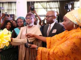he Hon. Minister of Solid Minerals Development, Dr Dele Alake unveiled the Nigeria Minerals Decisions Support System Software today Tuesday 14 May 2024; @ the Petroleum Technology Development Fund ((PTDF) Conference Hall, Abuja: Dr Alake was assisted by the Hon. Minister For Interior, Dr. Olubunmi Tunji-Ojo and Permanent Secretary, Dr. Mary Ogbe (2ndLeft).