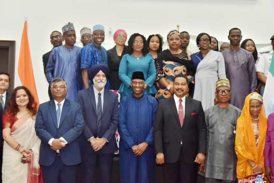 From Left to Right; India Hight Commissioner to Nigeria, His Excellency, Mr G. Bala Subra Maniam, Leader of Indian Delegation to Nigeria, Mr. Amardeep Sigh Bathia, Permanent Secretary Federal Ministry of Industry, Trade and investment, Amb. Nura Abba Rimi and Director, Economic Trade and investment, Amb. Bolaji Akinyemi at Second Nigeria-India joint trade committe meetings in Abuja on Monday.