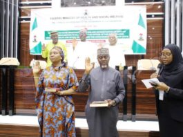 The Officers taking Oath of Secrecy during the One Day in-house sensitization lecture in Abuja