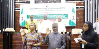 The Officers taking Oath of Secrecy during the One Day in-house sensitization lecture in Abuja