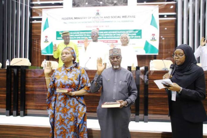 The Officers taking Oath of Secrecy during the One Day in-house sensitization lecture in Abuja