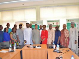 Managing Director/CEO, FERMA, Engr. (Dr.) Chukwuemeka Agbasi, FNSE, FNIHTE, (M) and the NSE Chairman (Maitama Branch), Engr. Ugochukwu Henry Okoye, FNSE, FNIEE in a group photograph with FERMA Management Staff and other EXCOs of the NSE (Maitama Branch) during the visit.