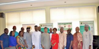 Managing Director/CEO, FERMA, Engr. (Dr.) Chukwuemeka Agbasi, FNSE, FNIHTE, (M) and the NSE Chairman (Maitama Branch), Engr. Ugochukwu Henry Okoye, FNSE, FNIEE in a group photograph with FERMA Management Staff and other EXCOs of the NSE (Maitama Branch) during the visit.