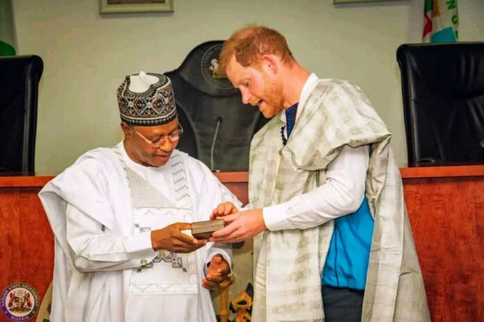 Gov Sani hosts Prince Harry in Kaduna says he's an inspiration to youths, epitome of patriotism