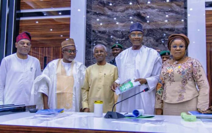 Tahir Vows Education Sector Overhaul1 Minister of Education Prof Tahir Mamann OON SAN (2nd R) the Minister of State Education Hon Dr Yusuf Tanko Sununu (2nd L), The Permanent Secretary Education Mrs Didi Walson Jack OON mni (1st R), Executive Secretary TETfund Arc Sunny S. T Echono (1st L) , Chairman Ad-hoc Committee Prof Oyewo Tomori (C) during the presentation of the report of Committees on Assessment and Review of TETFund Centres of Excellence and Operationalization of Skills Development Special Intervention in Abuja.