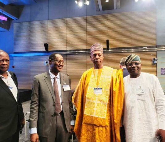 L-R: Director Lands and Housing Development, Mr. Felix Appah, Honourable Minister of Housing and Urban Development, Ahmed Musa Dangiwa Dangiwa, The Minister of Land, Gambia, Mr. Ousman Sowe and the Permanent Secretary, Ministry of Housing and Urban Development, Dr. Marcus Ogunbiyi
