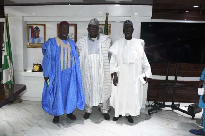 courtesy visit to Civil Service Commission3 Hon. Chairman, Federal Civil Service Commission (FCSC), Prof. Tunji Olaopa (M) with Yobe State Head of Civil Service-Alhaji M. Hamidu Alhaji (L) and Chairman Yobe State-CSC, Gagarau Isa Bizi (R) on a courtesy visit Prof. Olaopa on Thursday.