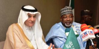 L-R,the Saudi Arabia Minister of Environment, Water and Agriculture, Engr. Abdulrahman Alfadley and Minister of Agriculture and Food Security, Sen Abubakar Kyari, during the Business Roundtable Meeting in Abuja.