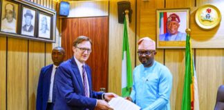 L-R, British High Commissioner to Nigeria, His Excellency, Richard Montgomery and the Honourable Minister of Interior, Dr. Olubunmi Tunji-Ojo.