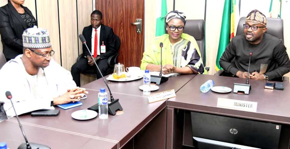L-R; Dr. Dunoma Umar Ahmed Permanent Secretary Federal Ministry of Youth Development, Dr. Jamila Bio Ibrahim, Hon. Minister of Youth Development and Hon. (Dr.) Olubunmi Tunji-Ojo, Hon. Minister of Interior.