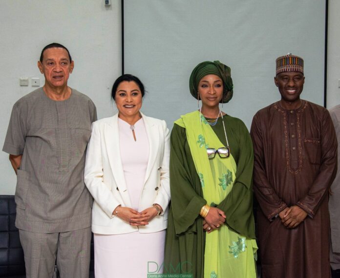 Inter-Ministerial Steering Committee for Review of Intellectual Property Policy and Strategy Draft2 L to R: Senator Ben Murray Bruce, Honorable Minister of Industry, Trade and Investment, Dr Doris Uzoka-Anite, Honorable Minister of Arts, Culture and Creative Economy, Barrister Hannatu Musawa, Permanent Secretary Industry, Trade and Investment, HE Nura Abba Rimi. Inauguration of the Interministerial Committee on Reviewing National Intellectual Property Strategy and Policy in Abuja, 30th May 2024.