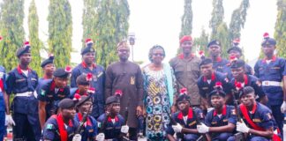 2nd Row: In Dark-Brown Kaftan, Hon Minister For Interior Dr. Olubunmi Tunji-Ojo; Permanent Secretary Ministries of Solid Minerals/Steel Development Dr Mary Ogbe( Representing Dr Dele Alake Hon Minister For Solid Minerals Development); Right of Interior Minister; Dr Abubakar Audi Commandant General, Nigeria Security Civil Defence Corps NSCDC