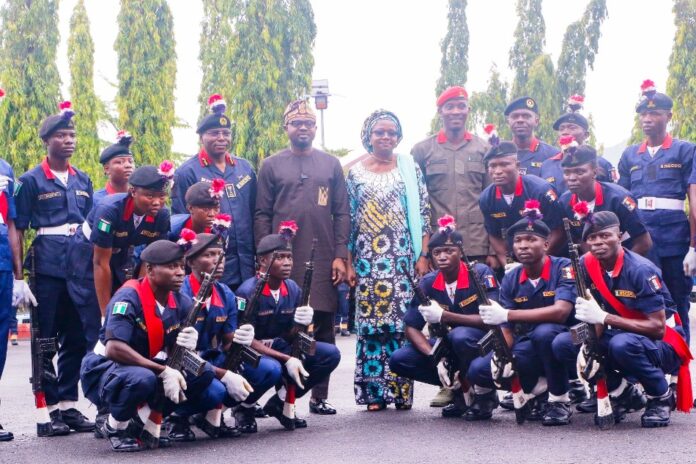 Mining Marshals6 2nd Row: In Dark-Brown Kaftan, Hon Minister For Interior Dr. Olubunmi Tunji-Ojo; Permanent Secretary Ministries of Solid Minerals/Steel Development Dr Mary Ogbe( Representing Dr Dele Alake Hon Minister For Solid Minerals Development); Right of Interior Minister; Dr Abubakar Audi Commandant General, Nigeria Security Civil Defence Corps NSCDC