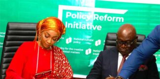 Hon. Minister of FMACCE, Hon.Hannatu Musa Musawa and the CEO Of NESG, Dr Tayo Aduloju.