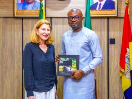 (L-R) H.E Annika Hahn-Englund, Ambassador of Sweden to Nigeria and Dr. Olubunmi Tunji-Ojo, Hon. Minister of Interior during the courtesy visit to his office.