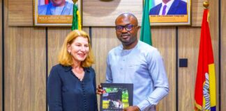 (L-R) H.E Annika Hahn-Englund, Ambassador of Sweden to Nigeria and Dr. Olubunmi Tunji-Ojo, Hon. Minister of Interior during the courtesy visit to his office.