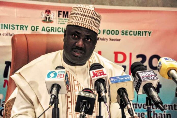 World Milk Day The Minister of State for Agriculture and Food Security, Sen Aliyu Sabi Abdullahi, during the press briefing of 2024 World Milk Day in Abuja.
