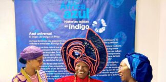 Director General Centre for Black and African Arts and Civilization (CBAAC) Aisha Augie, Founder, Nike Art Gallery, Nike Davies-Okundaye and Artistic Director/CEO National Troupe, Kaltume Bulama Gana at the opening of ‘Blue Africa: Stories Woven in Indigo’ exhibition held at Nike Art Gallery Abuja in collaboration with the National Museum of Anthropology in Madrid, Mamah Africa Association, and Federal Ministry of Art Culture and The Creative Economy at the weekend