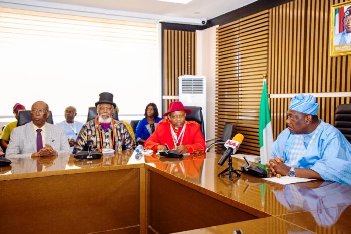 FG Lauds Achievements Of Nigerians In Diaspora1 Secretary to the Government of the Federation, Sen. George Akume, fnim, CON, receives a delegation of African-Descendants in Diaspora Union (AfriDU)-Advance Team from the United States, Canada and the Caribbean led by its President, Prof. Arch-bishop Chidiebere Anelechi Ogbu, in partnership with Nigerians in Diaspora Commission (NiDCOM) on Tuesday, 9th July, 2024 in Abuja.