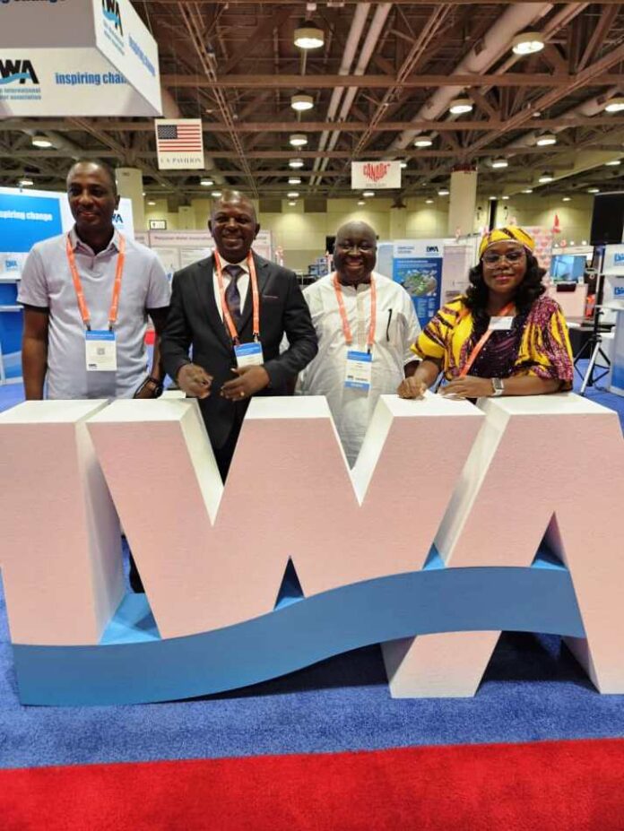 2024 IWA Conference in Toronto Honourable Minister of Water Resources and Sanitation, Engr. Prof. Joseph Terlumun Utsev (2nd L), and other delegates at the 2024 International Water Congress, Toronto, Canada.
