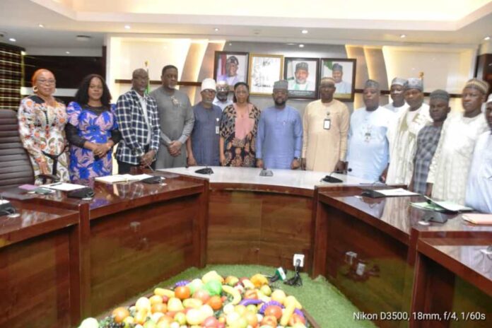 Committee On Farmers’ Data Capturing The Permanent Secretary, FMAFS, Mr Temitope Fashedemi (C), and Members of the Committee during the inauguration ceremony.