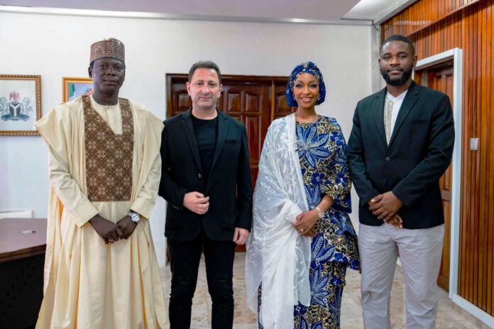 Dambe Warriors League Partners with Ministry of Arts L-R: Adam Abubakar Media manager (Dambe Warriors) Mario WANNY Managing Partner (Dambe Warriors), Hannatu Musa Musawa Hon. Minister Art, Culture and the Creative Economy, Anthony Okeleke Co-founder (Dambe Warriors) on a courtesy visit to the Minister to seek the Ministry’s endorsement for the Dambe Warriors league. 8th August 2024